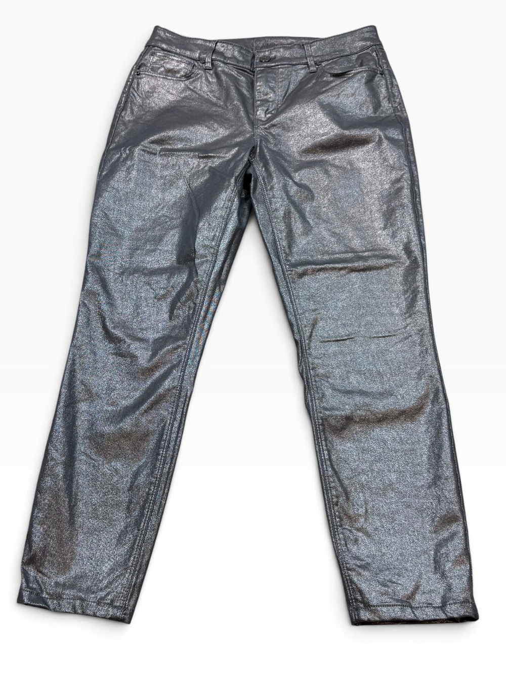 White House Black Market The Skinny Silver and Black Pants Size 6